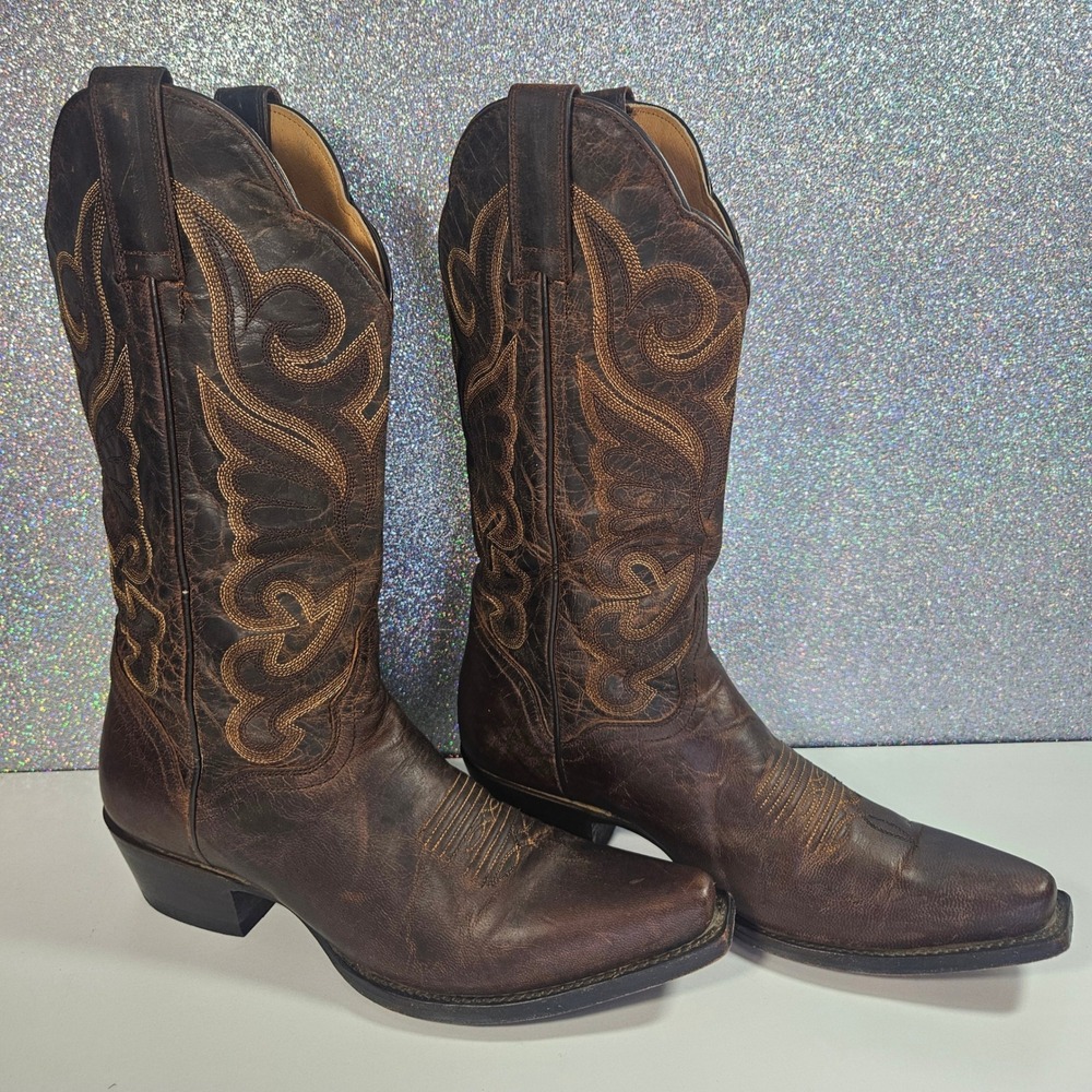 J.B. Dillon Women's 7.5 BBrown Genuine Goat Leather Western Cowboy Cowgirl Boots